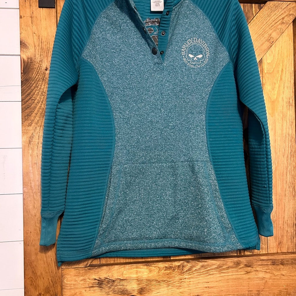 Harley-Davidson Teal Button-Up Sweater